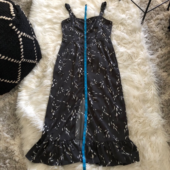 Saltwater Luxe Silky Dress S Darkest Grey with Feather Pattern - Picture 15 of 16
